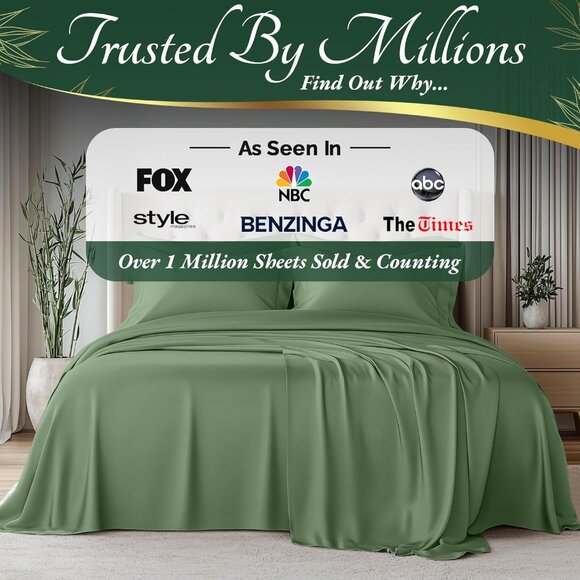 5- NIB Bamboo Sheets KingSize 6 pcs-Ultra Soft & Luxuriously Cooling, 17" Deep - Picture 6 of 8